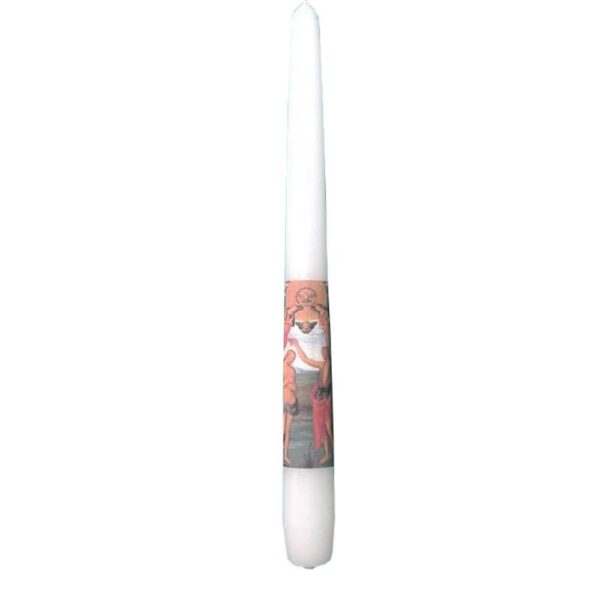 Candela da Battesimo con immagine "Battesimo di Gesù"